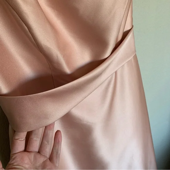 Alfred Sung Toasted Sugar One Shoulder Satin Maxi Dress Size 8 NWT FLAWS - Picture 5 of 17